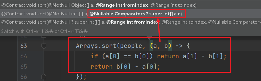 Arrays.sort()中的自定义排序器